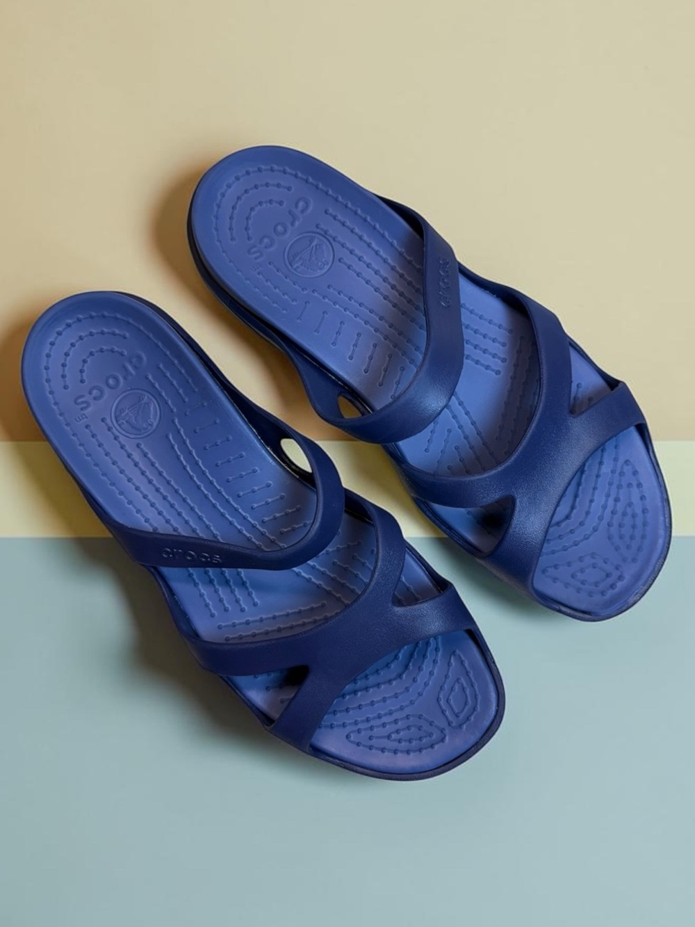 CROCS Women's Navy Blue Cross-Strap Sandals - US Size 10